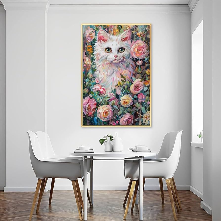Amazon.co.jp: 絵画 かわいい子猫と花インテリア 絵画 かわいい